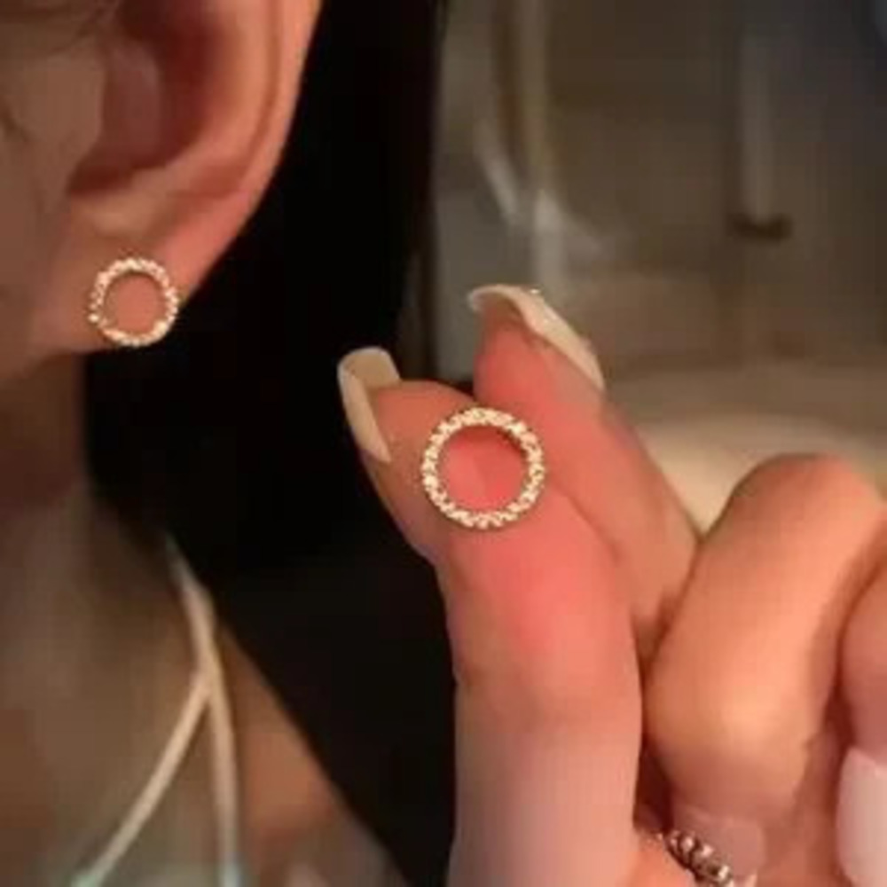 Solid Silver Circle Stud Earrings | Swarovski Inspired Jewelry